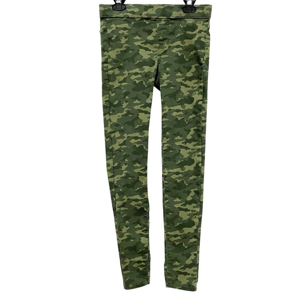 SO Jeggings Pull-on Jeans Green Camouflage Size 14 Tapered Leg Stretch